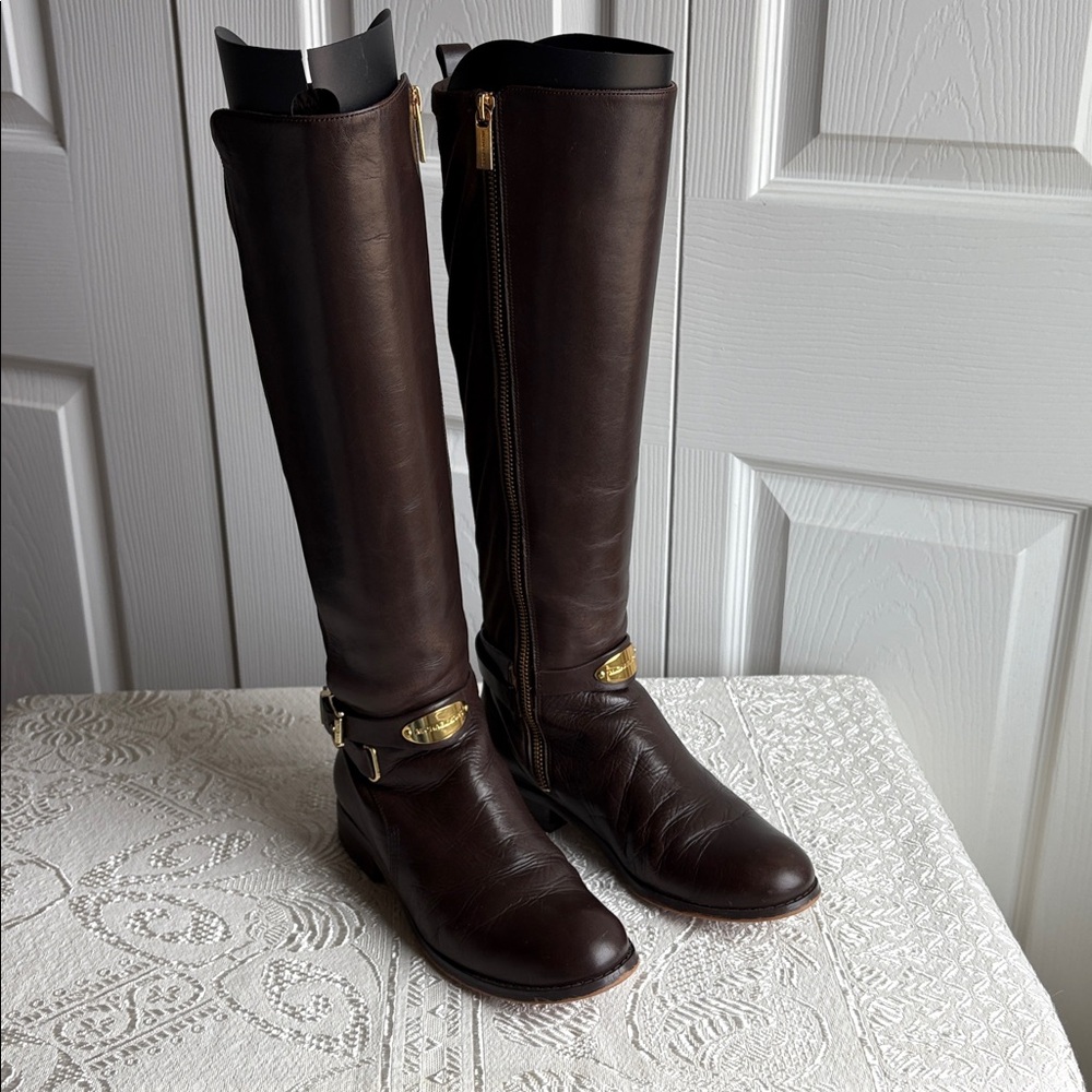 Michael Kors Arley Stretch Boot Dark Coffee Sz 5M EUc
